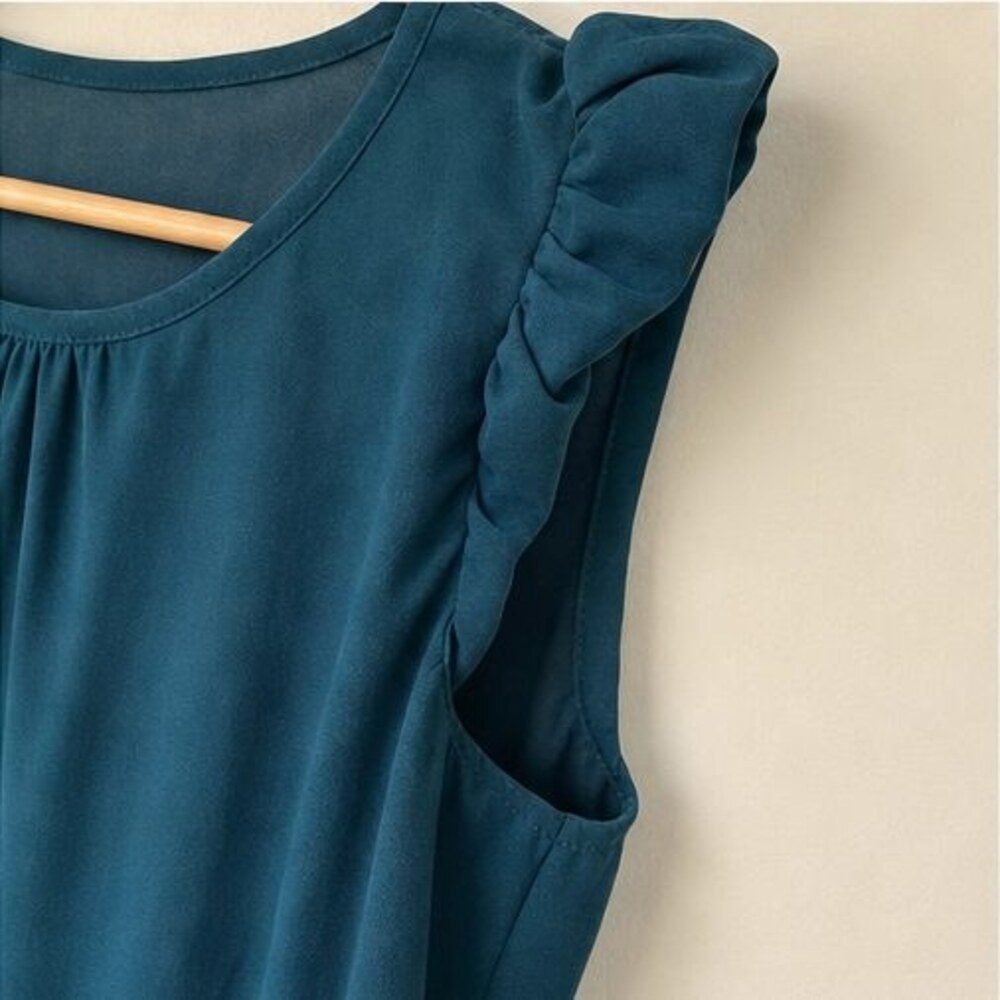 Teal Puff Sleeve Top - Picture 5 of 6